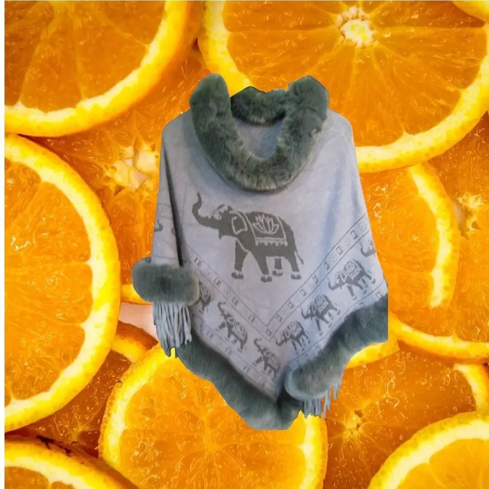 Elephant with Faux‎ Fur Cape Size OSFM